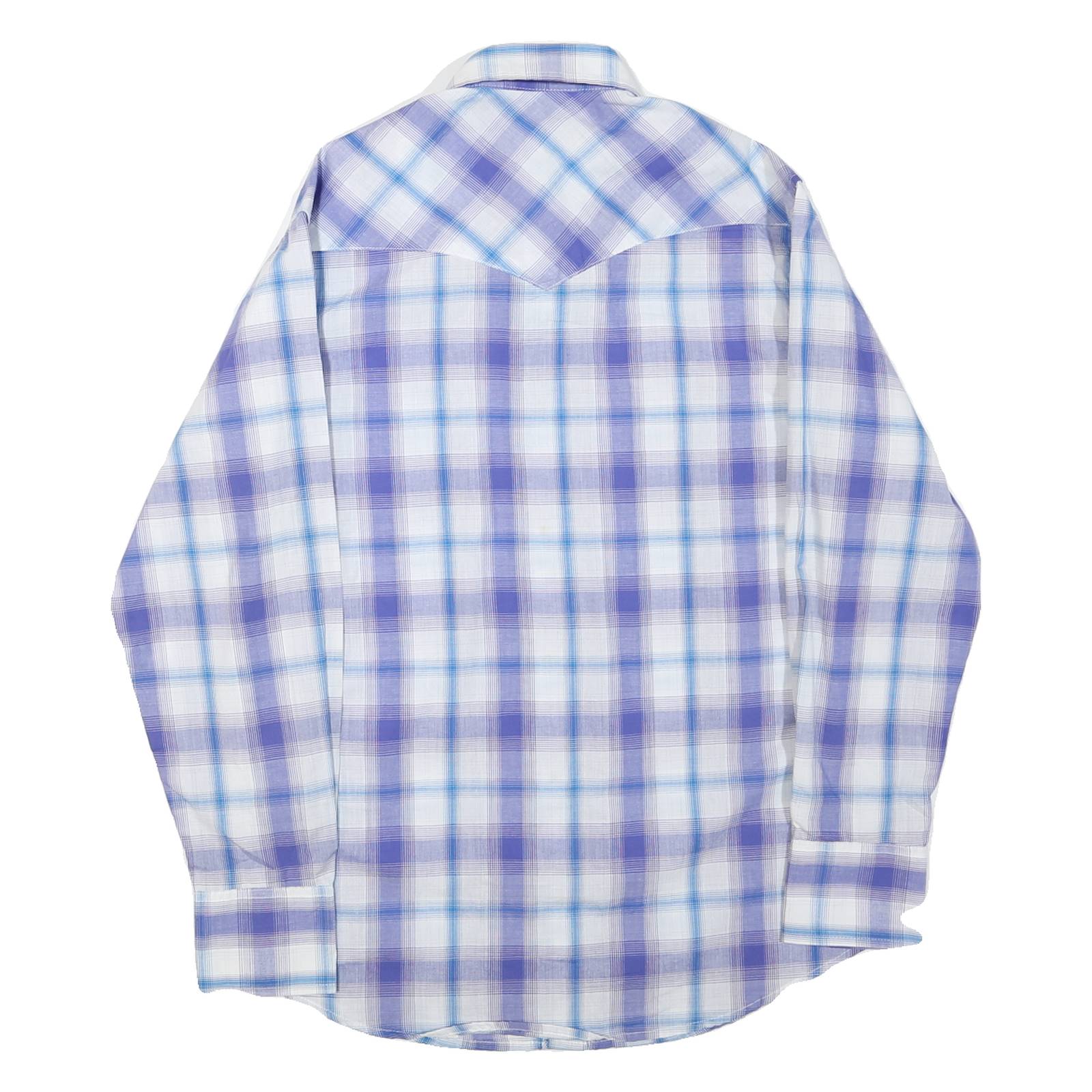 WRANGLER Mens Blue & Purple Check Shirt M Western Casual Cotton Blend