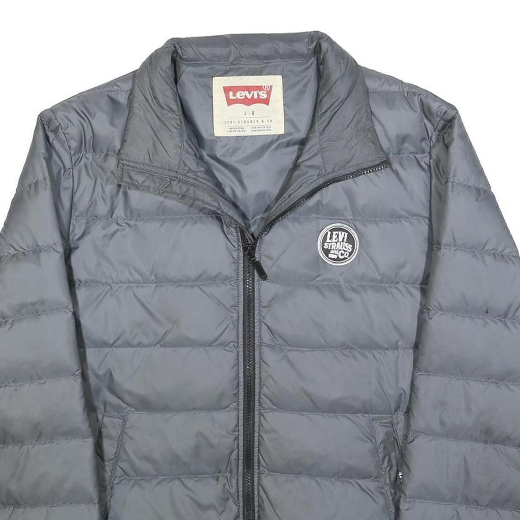 LEVI'S Mens Grey Jacket L Polyester Blend Puffer Lightweight Zip Up Casual