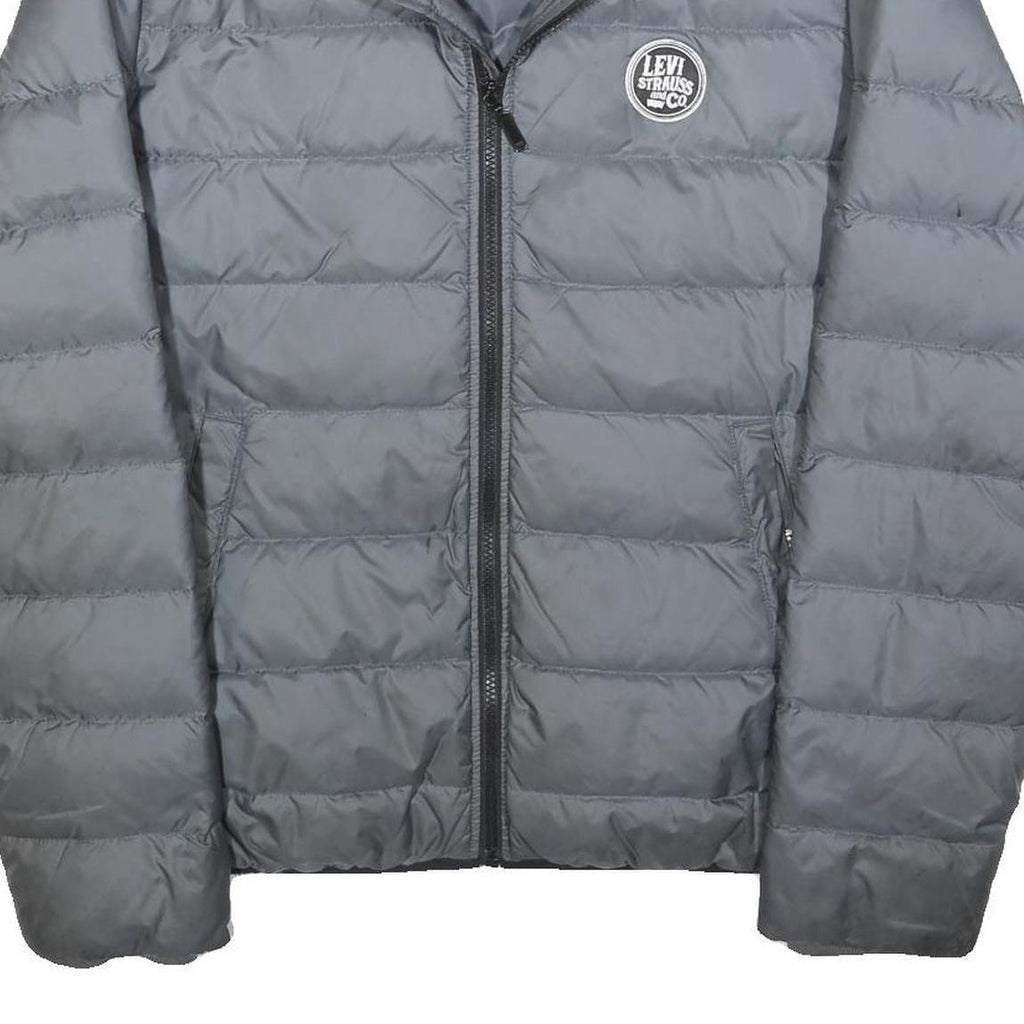 LEVI'S Mens Grey Jacket L Polyester Blend Puffer Lightweight Zip Up Casual