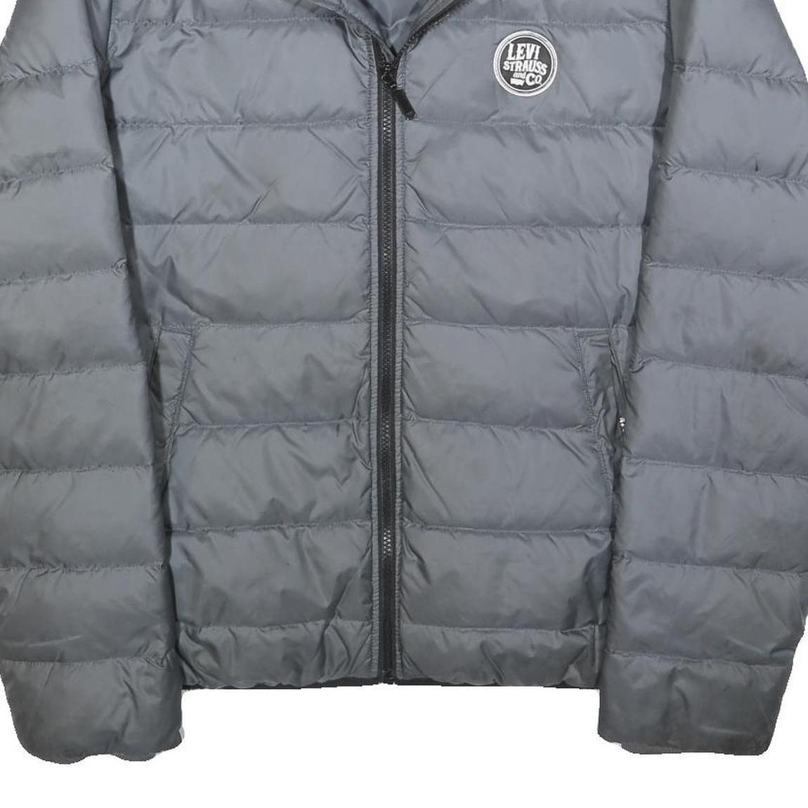 LEVI'S Mens Grey Jacket L Polyester Blend Puffer Lightweight Zip Up Casual