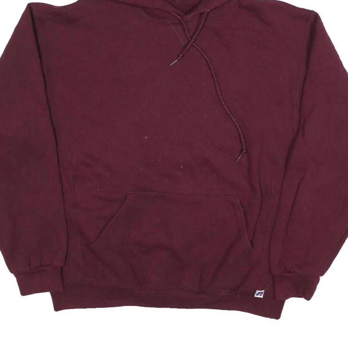 RUSSELL ATHLETIC Mens Maroon Pullover Hoodie L Classic Cotton Blend