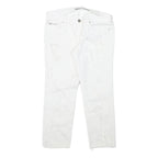 HEACH Womens Slim White Denim Slim Jeans W29 L24 Distressed Zip