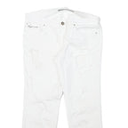 HEACH Womens Slim White Denim Slim Jeans W29 L24 Distressed Zip