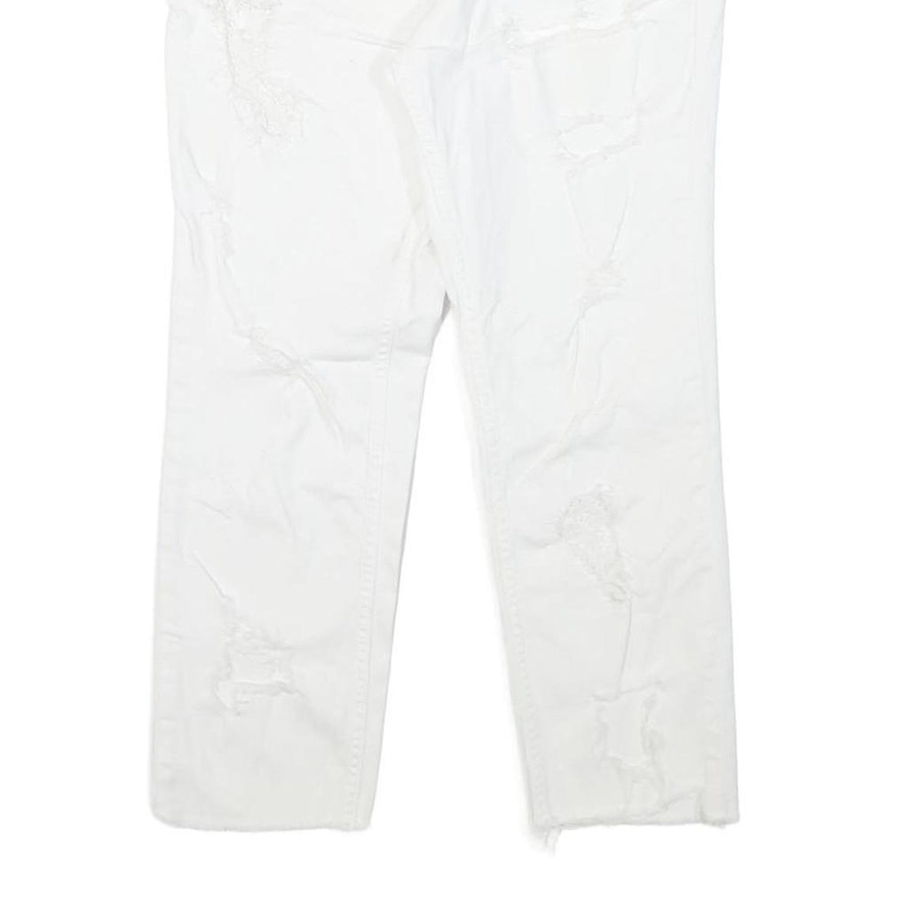 HEACH Womens Slim White Denim Slim Jeans W29 L24 Distressed Zip