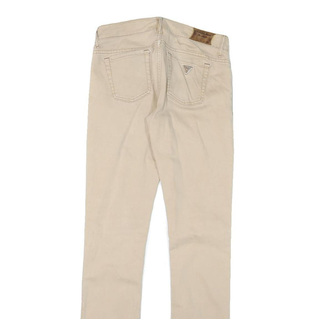 GUESS Womens Cotton Blend Slim Slim Leg Beige Trousers W27 L32 Stylish Casual