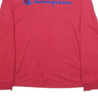 CHAMPION Mens Red Blue Script Logo Long Sleeve Crew Neck T-Shirt M Cotton Blend