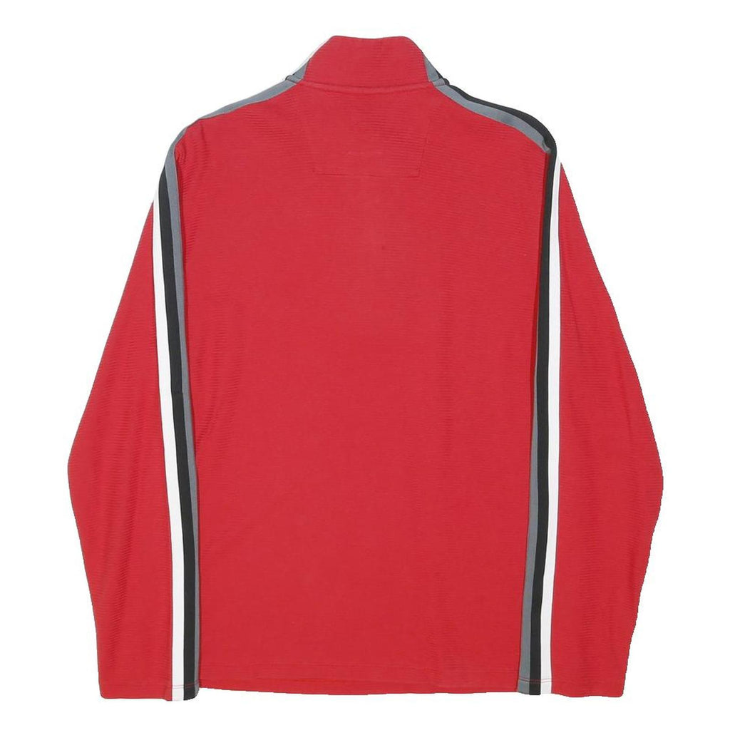 CALVIN KLEIN Mens Red Black White Zip Jacket M Cotton Stripe Sporty Casual