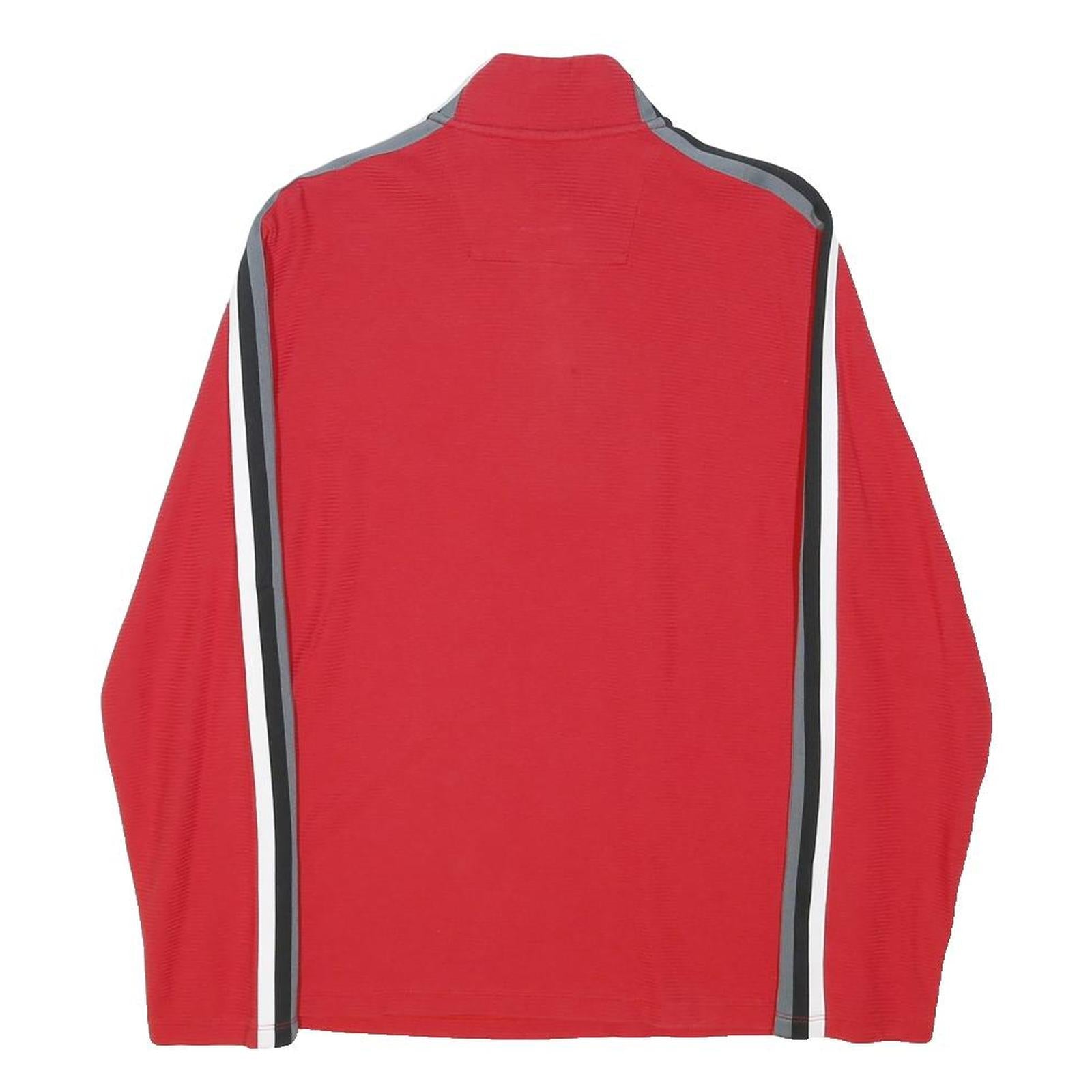 CALVIN KLEIN Mens Red Black White Zip Jacket M Cotton Stripe Sporty Casual
