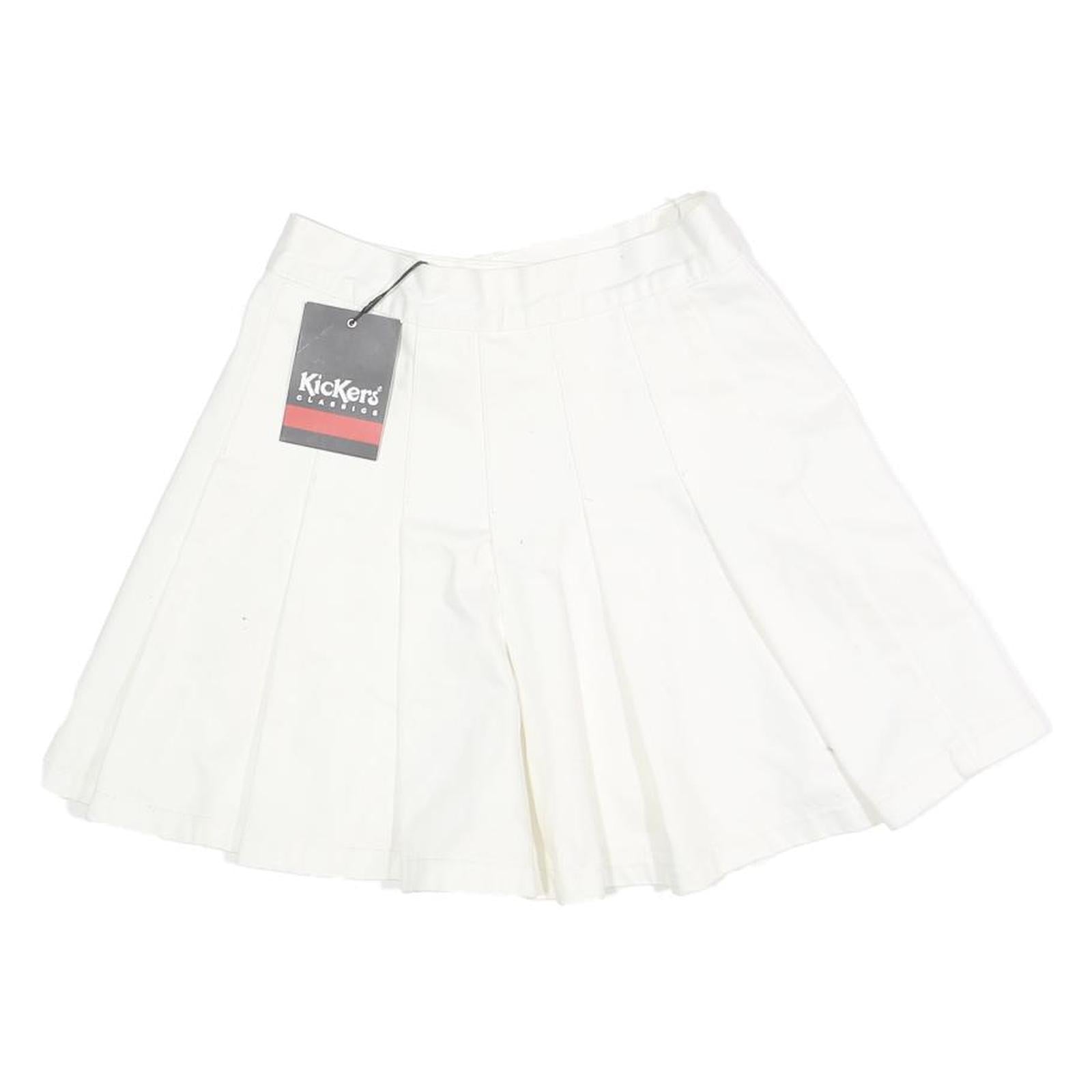KICKERS Womens White Cotton Pleated Mini Skirt XS Lightweight Casual Summer