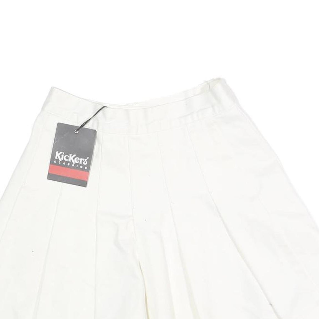 KICKERS Womens White Cotton Pleated Mini Skirt XS Lightweight Casual Summer