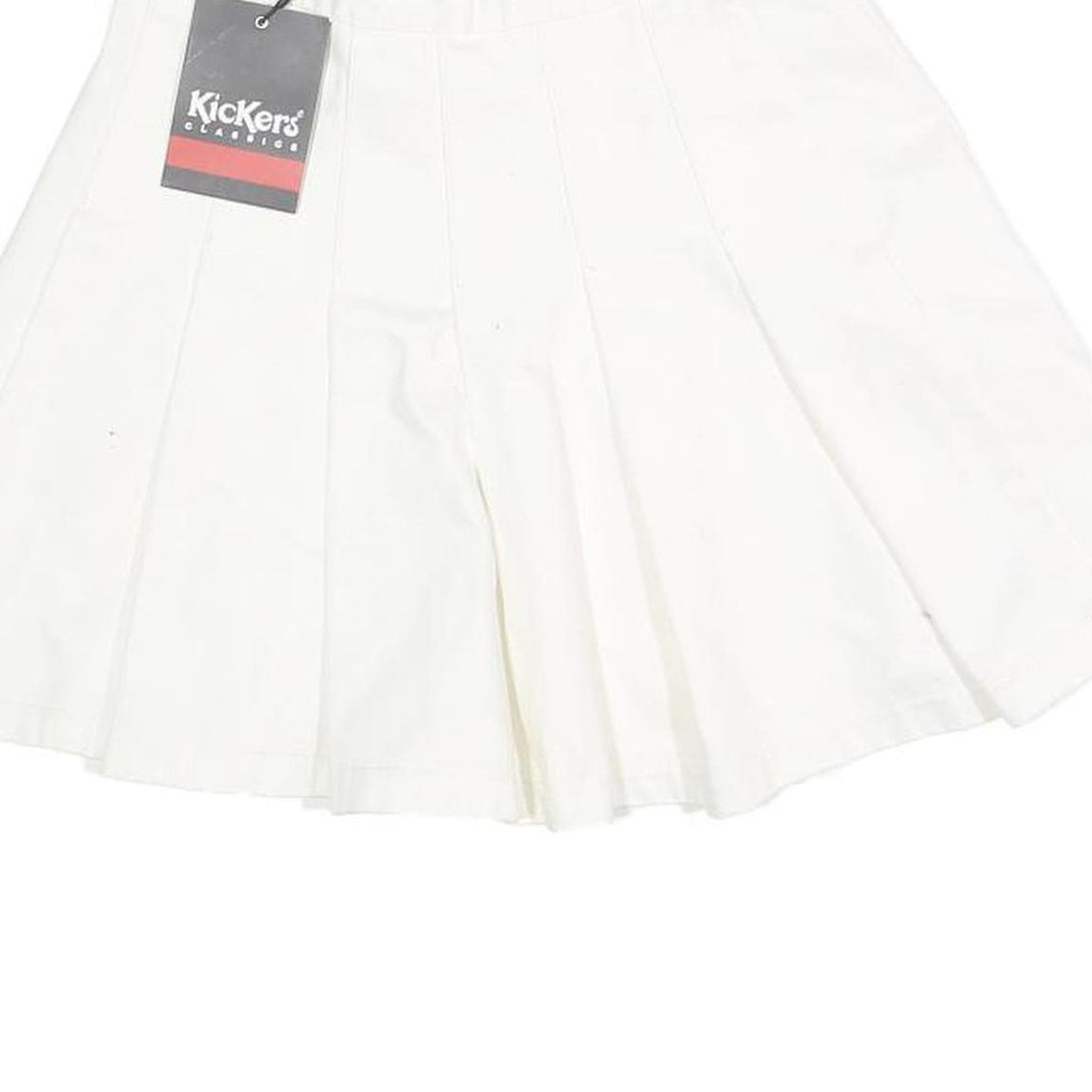 KICKERS Womens White Cotton Pleated Mini Skirt XS Lightweight Casual Summer