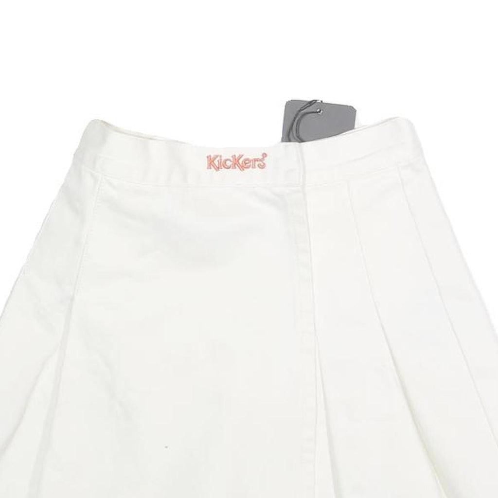 KICKERS Womens White Cotton Pleated Mini Skirt XS Lightweight Casual Summer