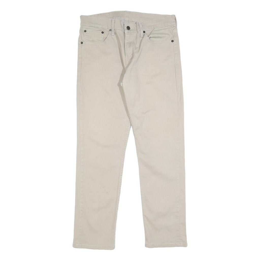 LEVI'S Mens Cotton Blend Beige Slim Straight Trousers W32 L30 Casual Zip Closure