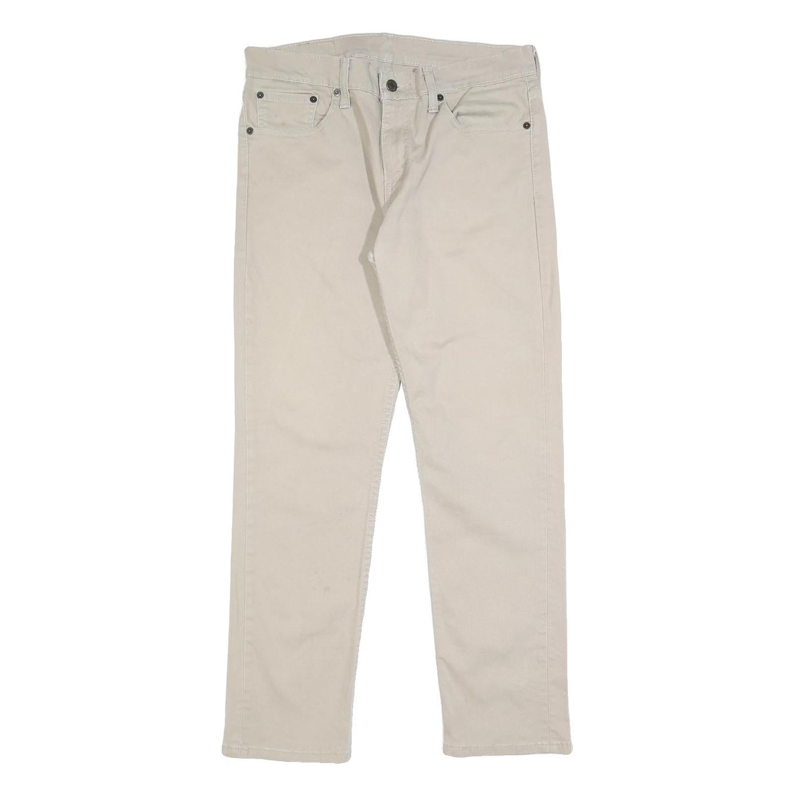LEVI'S Mens Cotton Blend Beige Slim Straight Trousers W32 L30 Casual Zip Closure