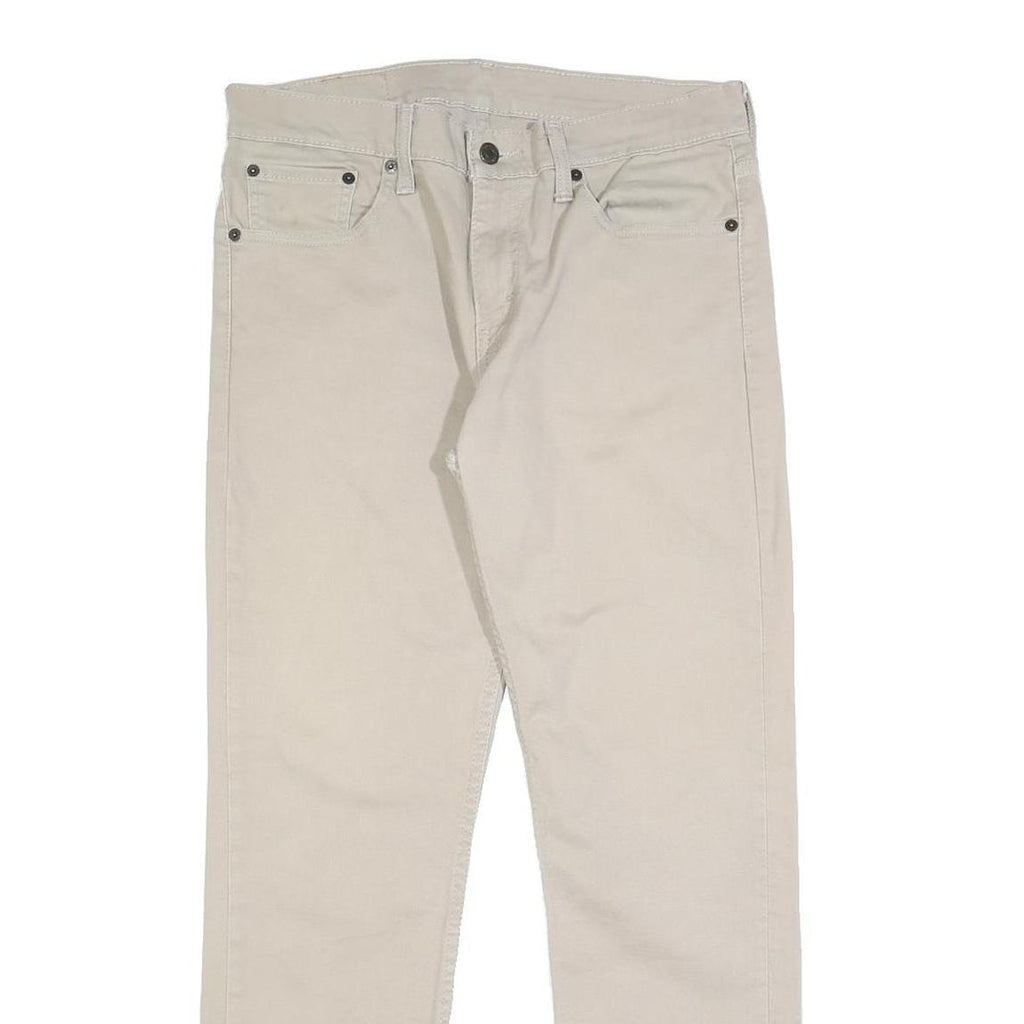 LEVI'S Mens Cotton Blend Beige Slim Straight Trousers W32 L30 Casual Zip Closure