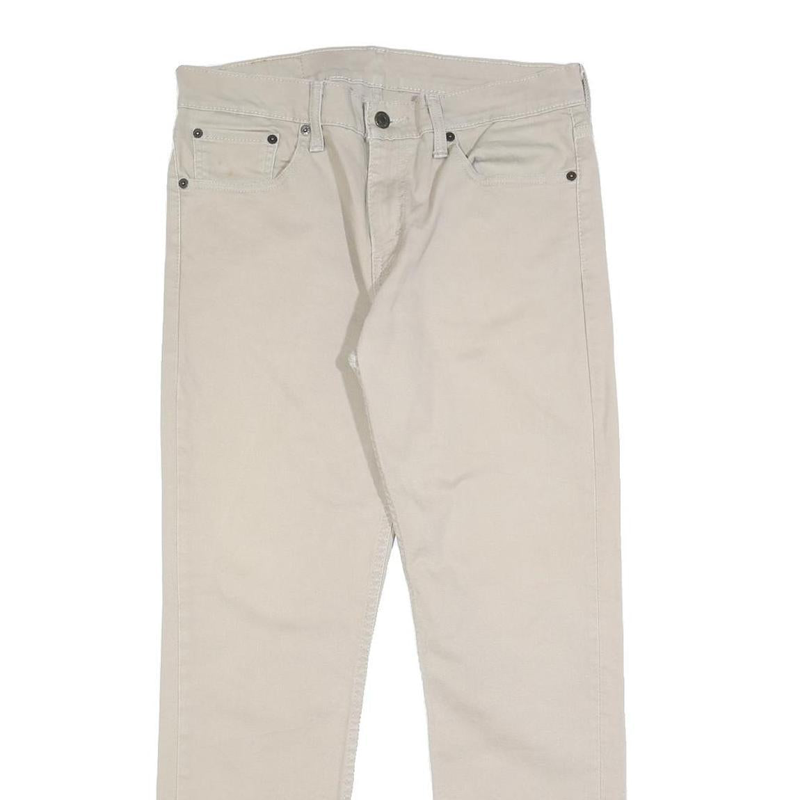 LEVI'S Mens Cotton Blend Beige Slim Straight Trousers W32 L30 Casual Zip Closure