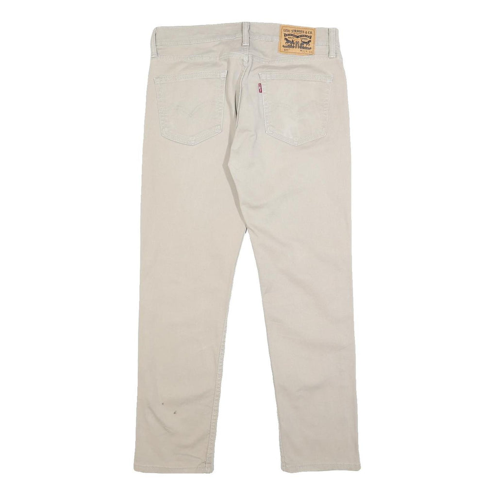 LEVI'S Mens Cotton Blend Beige Slim Straight Trousers W32 L30 Casual Zip Closure