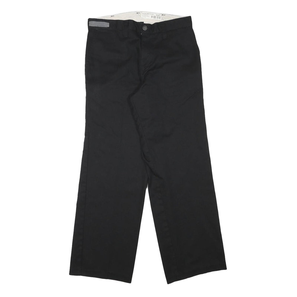 DICKIES Mens Cotton Blend Black Regular Straight Trousers W30 L28 Workwear Zip