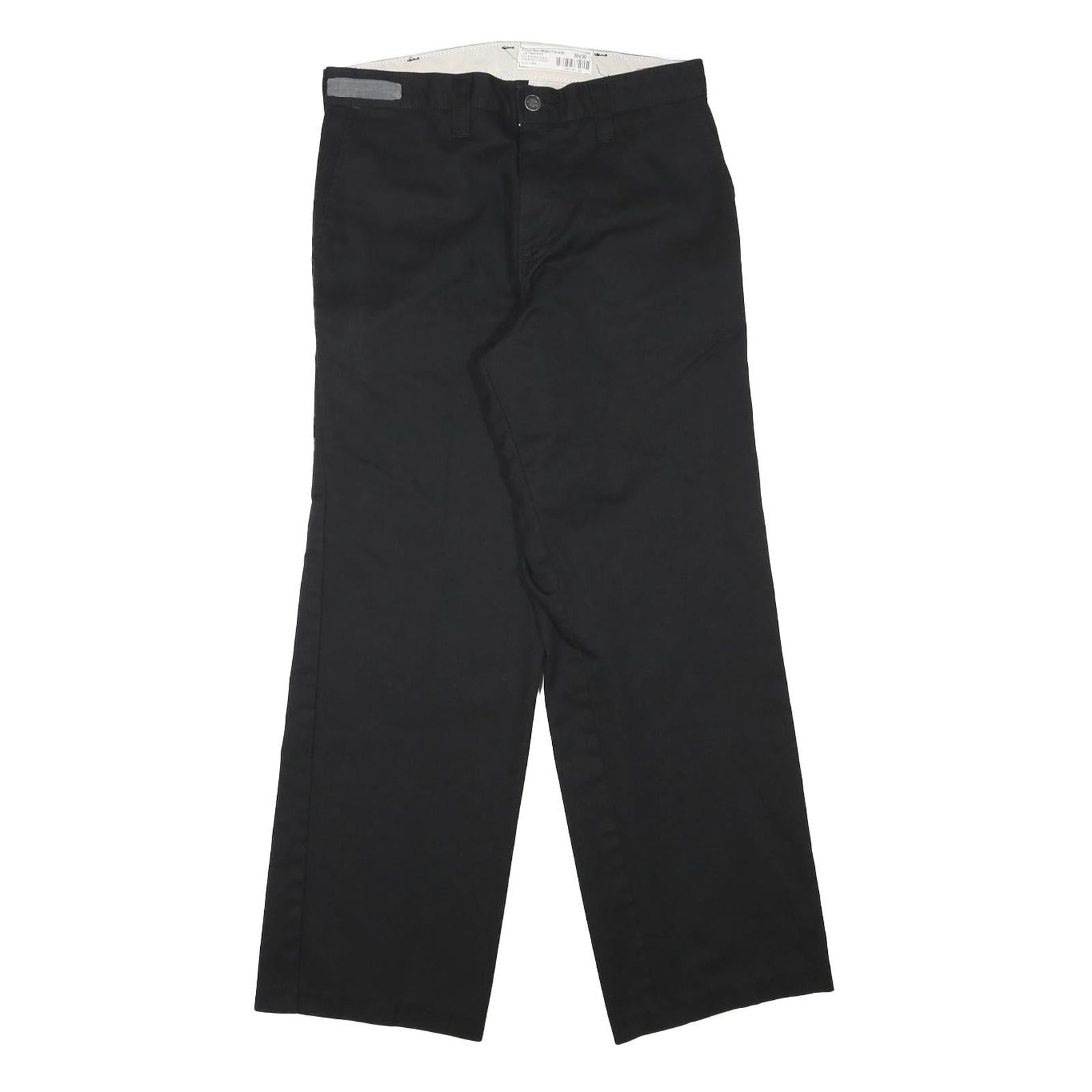 DICKIES Mens Cotton Blend Black Regular Straight Trousers W30 L28 Workwear Zip
