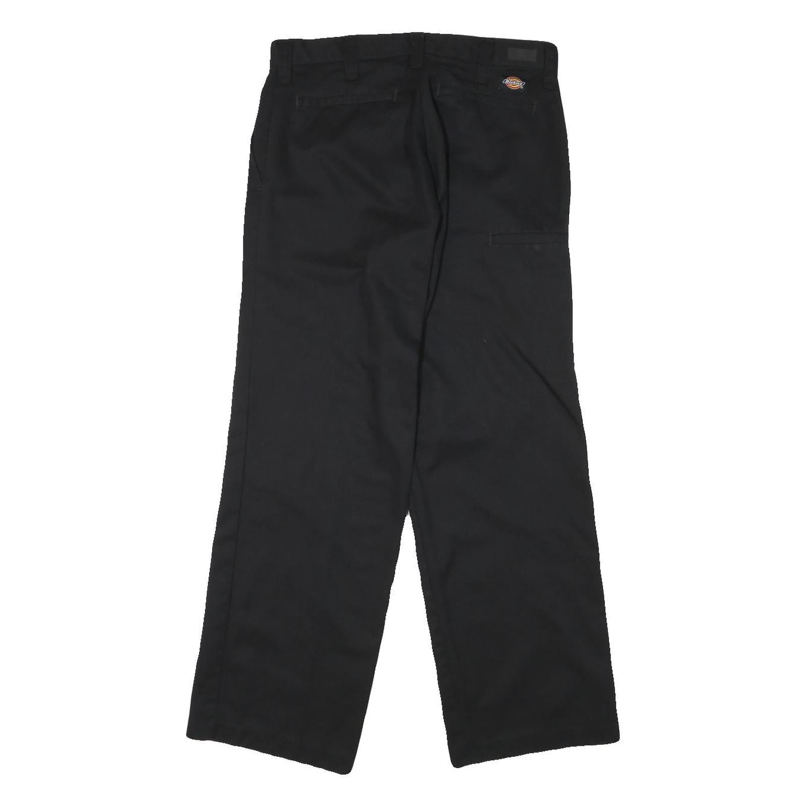DICKIES Mens Cotton Blend Black Regular Straight Trousers W30 L28 Workwear Zip