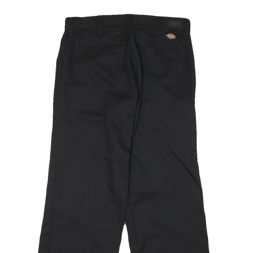 DICKIES Mens Cotton Blend Black Regular Straight Trousers W30 L28 Workwear Zip