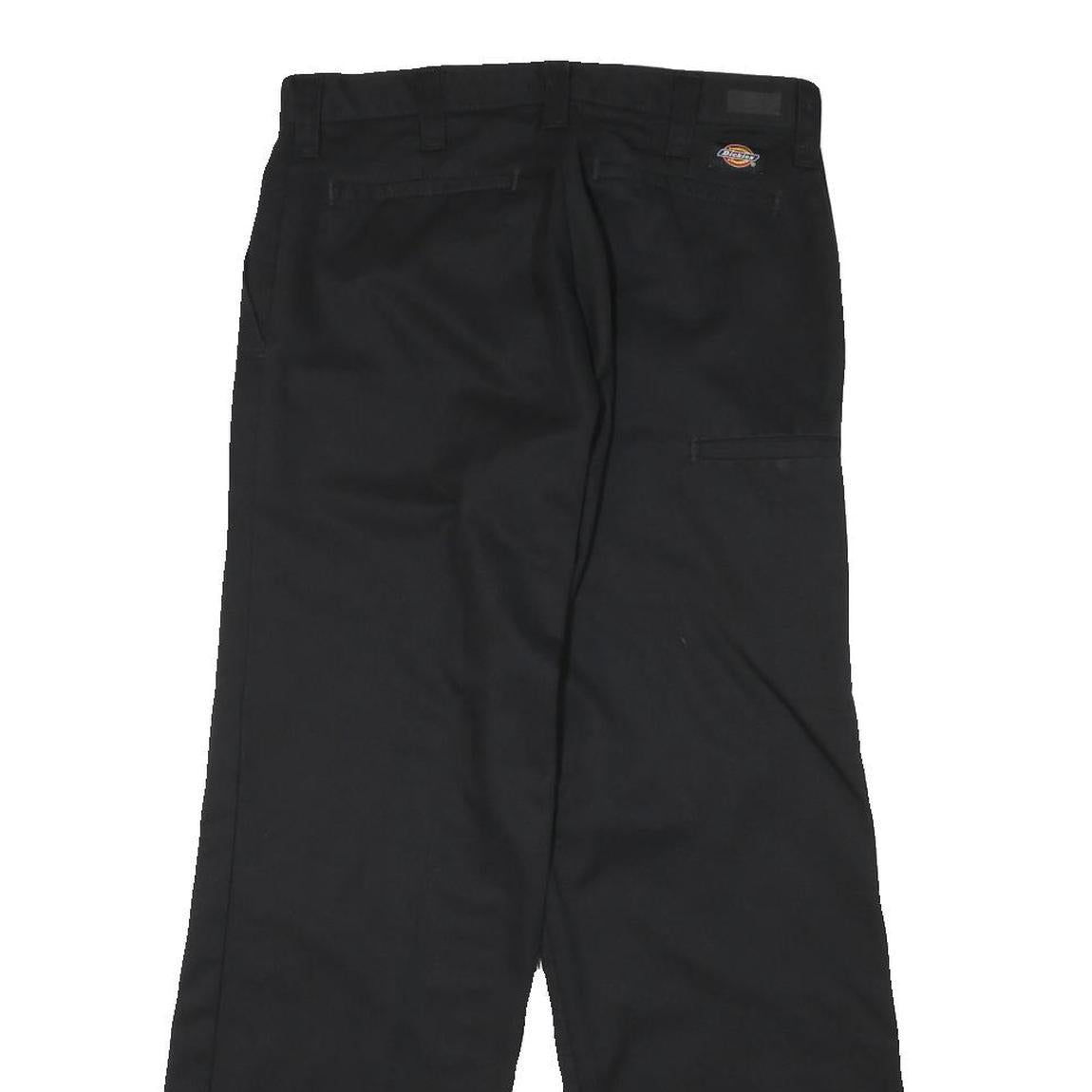 DICKIES Mens Cotton Blend Black Regular Straight Trousers W30 L28 Workwear Zip