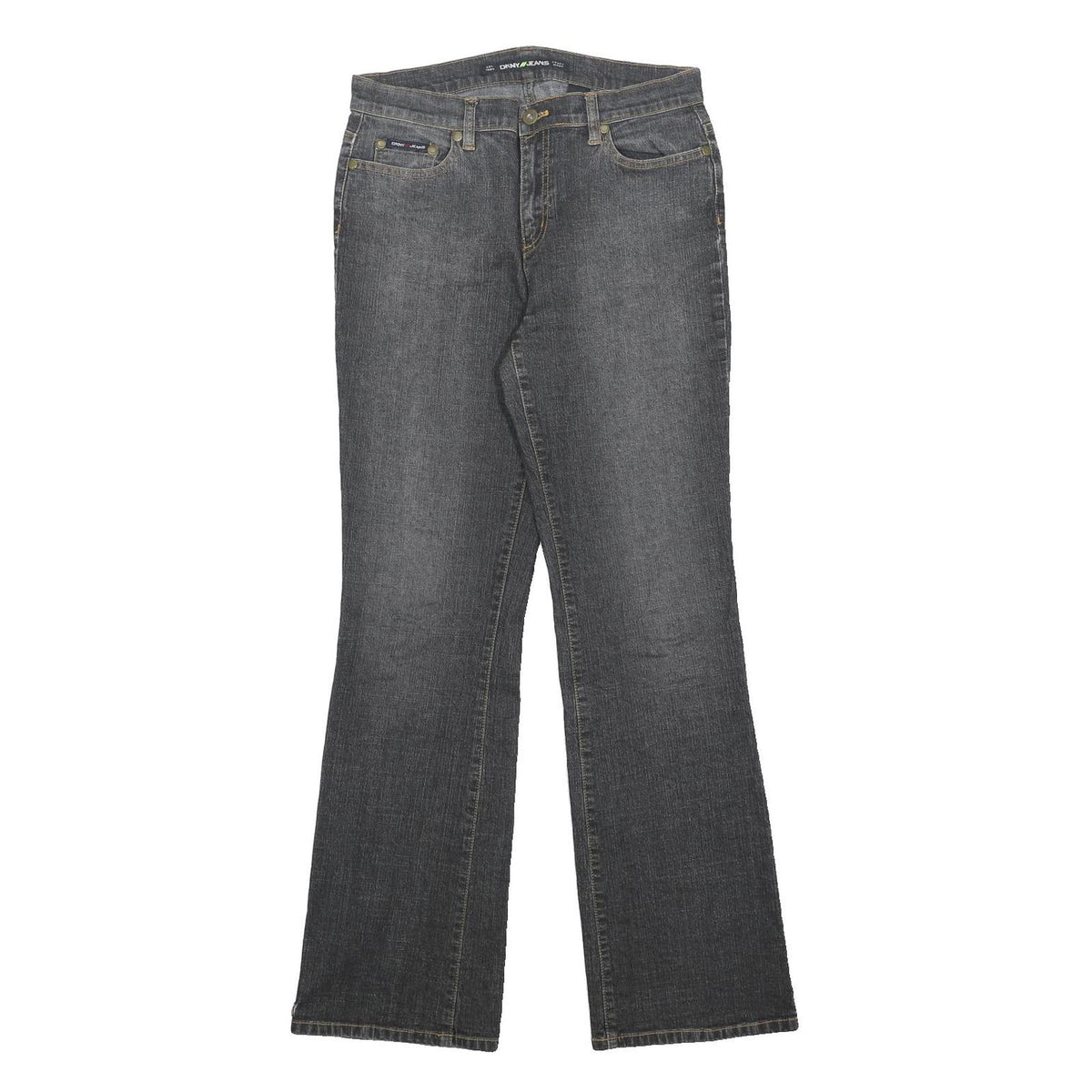 DKNY Womens Regular Fit Grey Denim Jeans W29 L31 Zip Pockets
