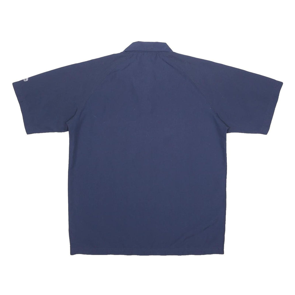 ADIDAS Mens Navy Blue Short Sleeve Plain L Cotton Blend Polo Shirt Zip Collar