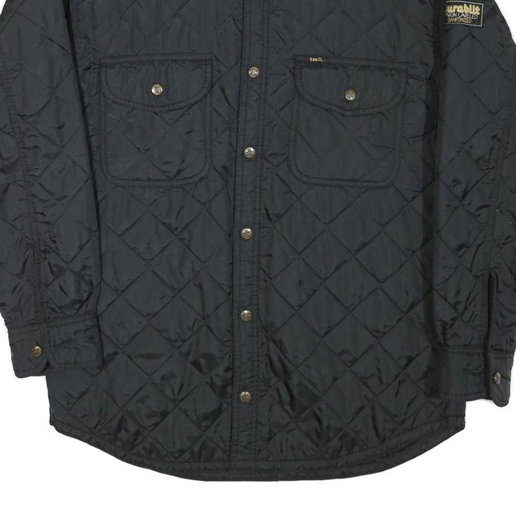 LEE Mens Black Quilted Jacket S Polyester Blend Button Closure Casual Outerwear