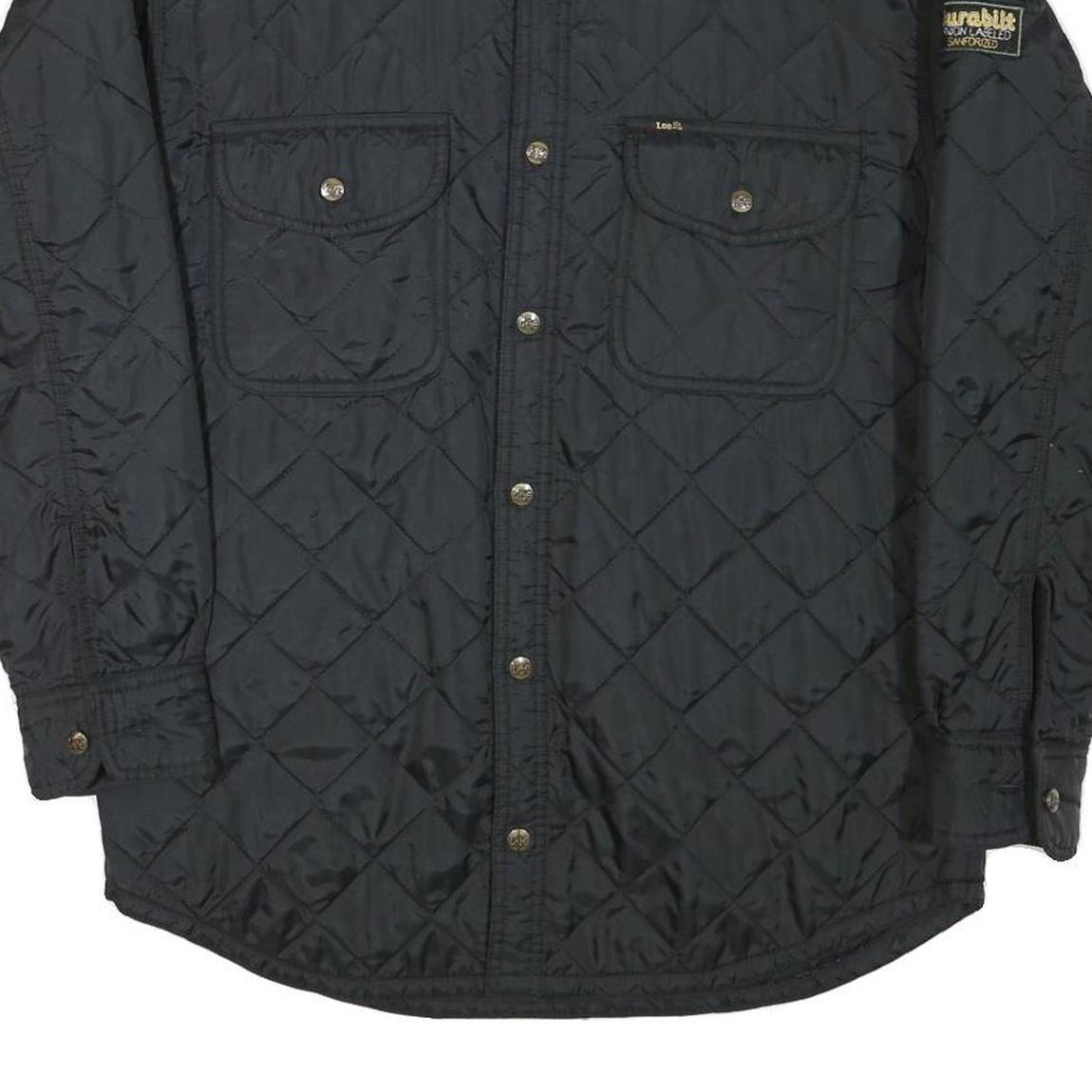 LEE Mens Black Quilted Jacket S Polyester Blend Button Closure Casual Outerwear