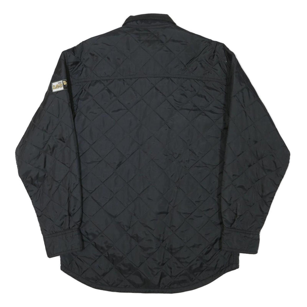 LEE Mens Black Quilted Jacket S Polyester Blend Button Closure Casual Outerwear