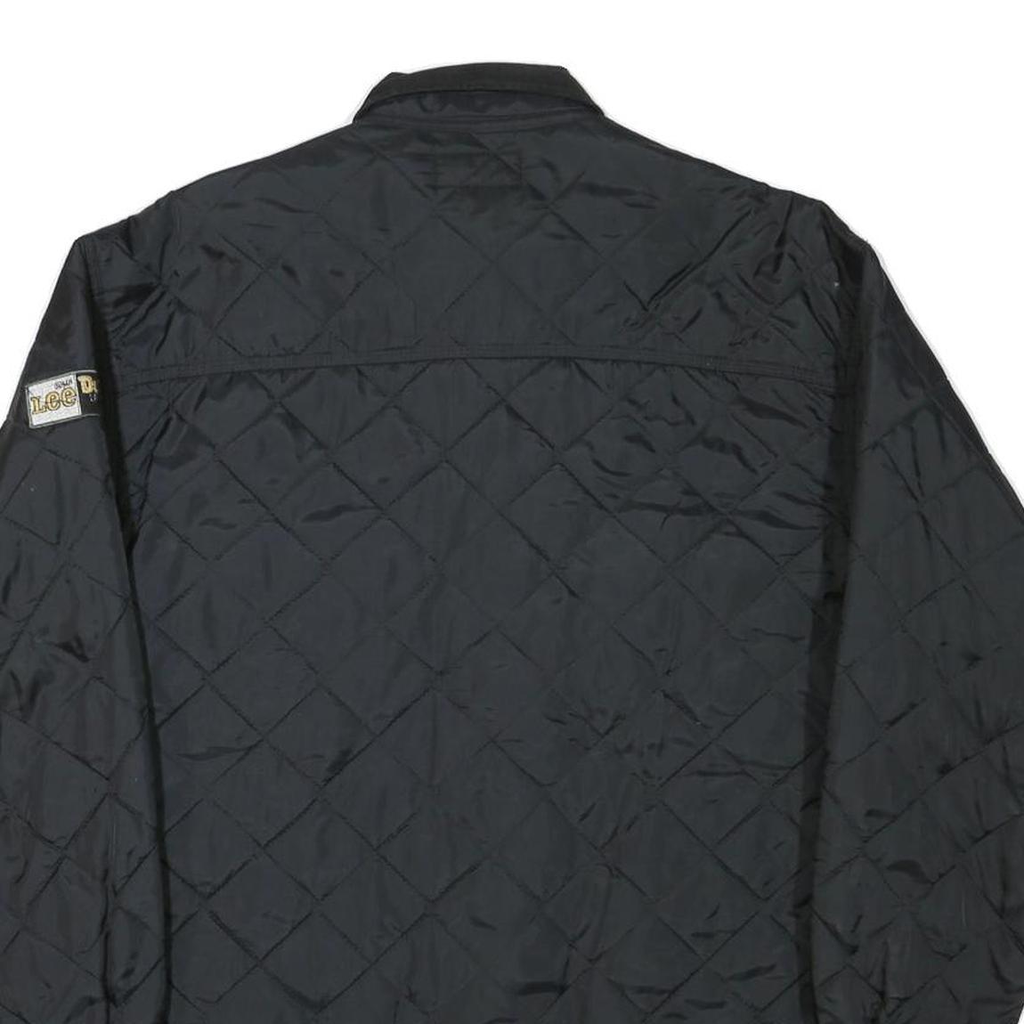 LEE Mens Black Quilted Jacket S Polyester Blend Button Closure Casual Outerwear