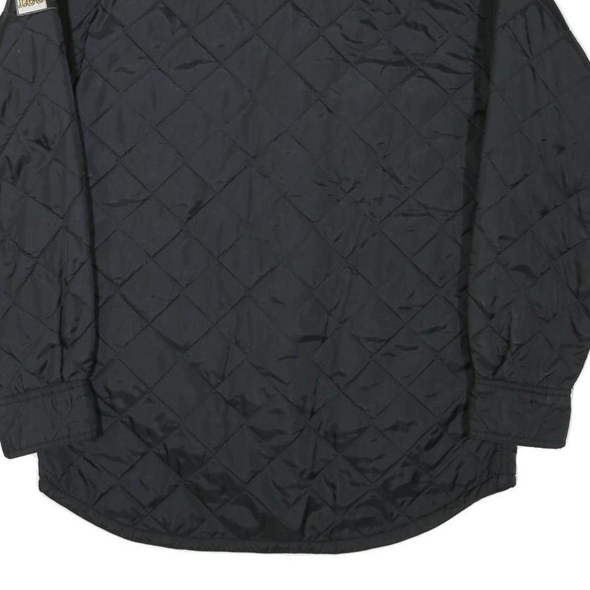 LEE Mens Black Quilted Jacket S Polyester Blend Button Closure Casual Outerwear