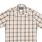 WRANGLER Mens Beige & Blue Checked Short Sleeve Shirt M Casual Western