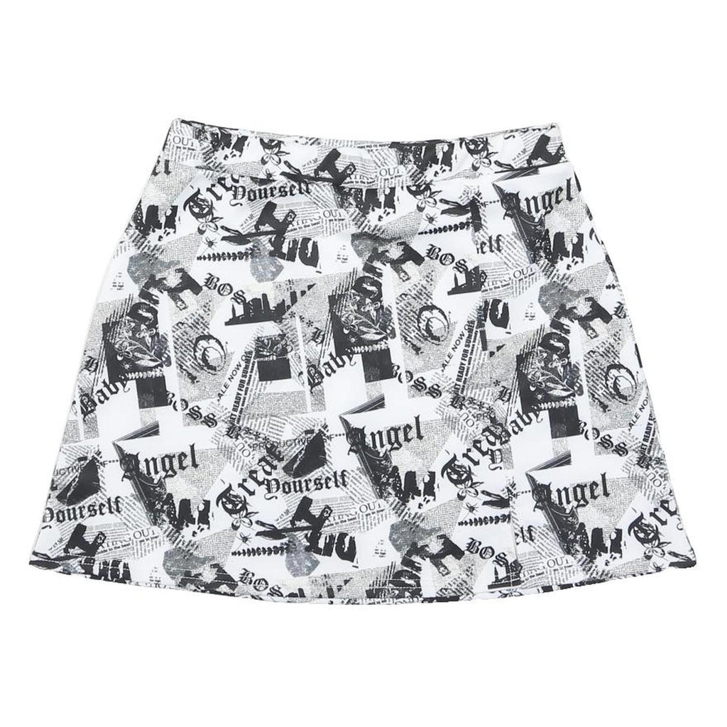ASOS Womens Black & White A-Line Short Polyester Print Skirt UK 12 Style