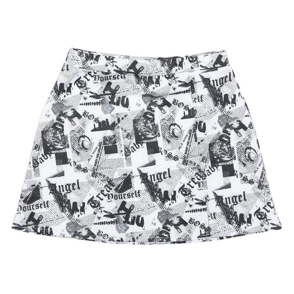 ASOS Womens Black & White A-Line Short Polyester Print Skirt UK 12 Style