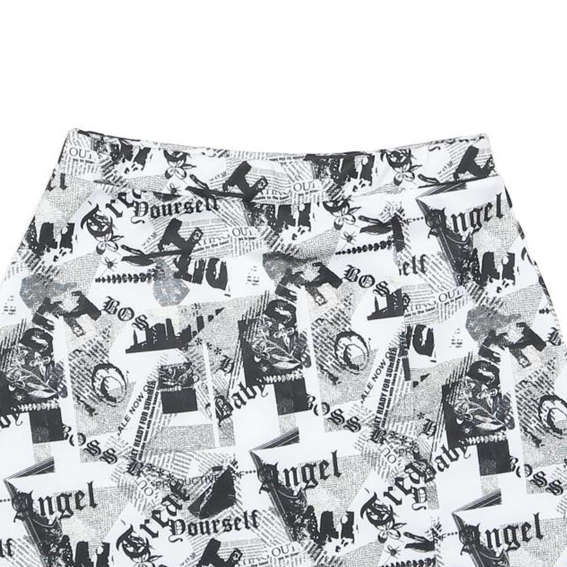 ASOS Womens Black & White A-Line Short Polyester Print Skirt UK 12 Style