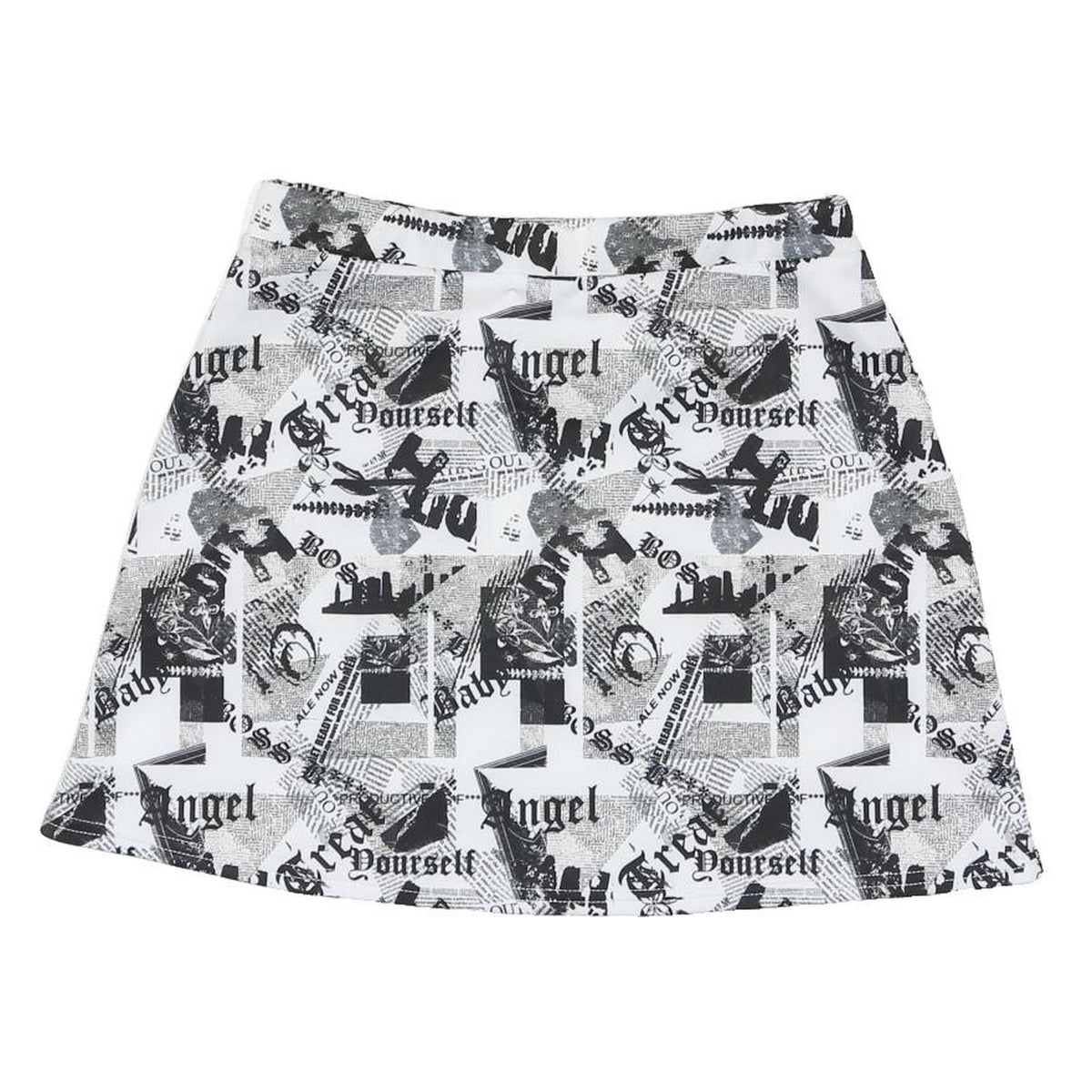 ASOS Womens Black & White A-Line Short Polyester Print Skirt UK 12 Style