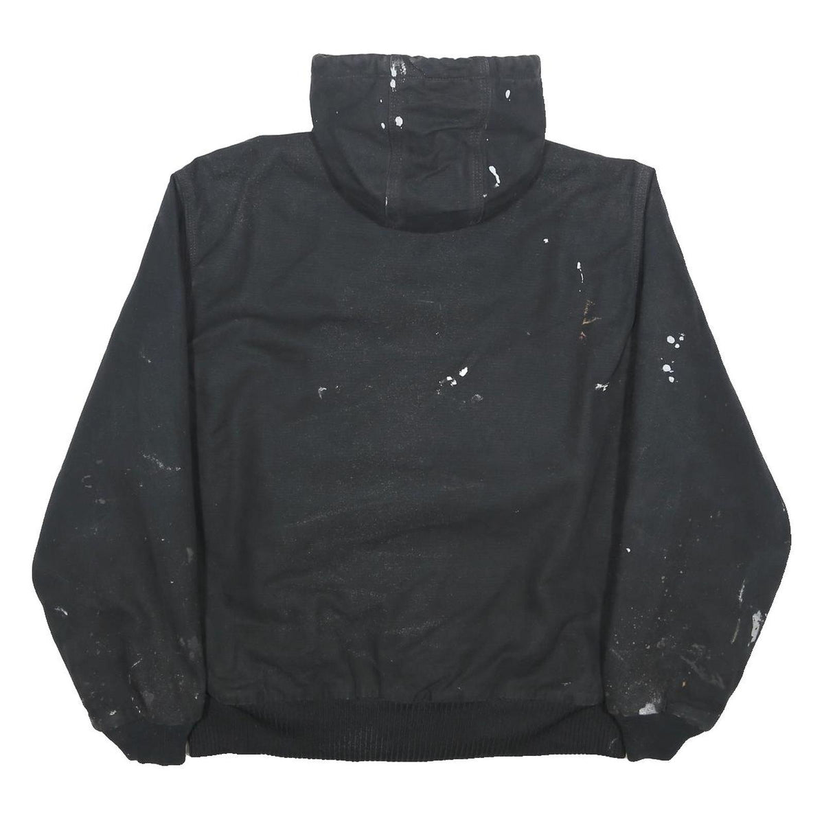 CARHARTT Mens Black Hoodie Jacket M Cotton Zip Workwear Paint Splatter