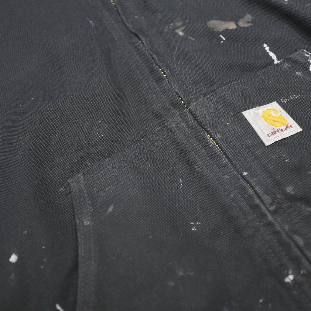CARHARTT Mens Black Hoodie Jacket M Cotton Zip Workwear Paint Splatter