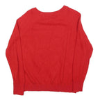 H&M Womens Red Gold Sequin Reindeer Patterned Wool Blend Jumper Crew Neck M