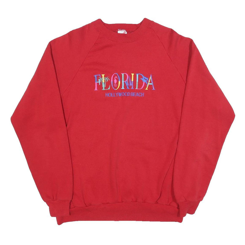 JERZEES Womens Red Florida Hollywood Beach Crew Neck XL Casual Cotton Sweatshirt