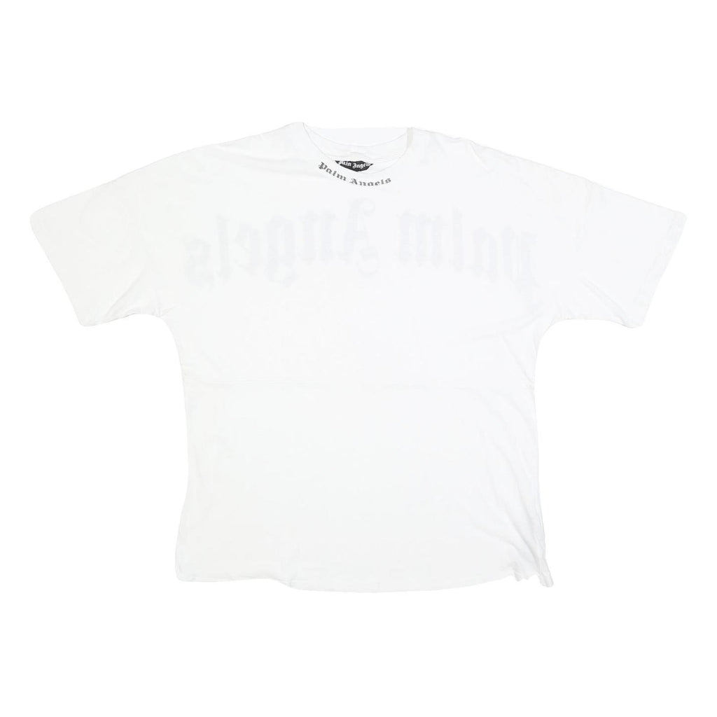 PALM ANGELS Mens White Black Graphic T-Shirt M Short Sleeve Crew Neck Logo Print