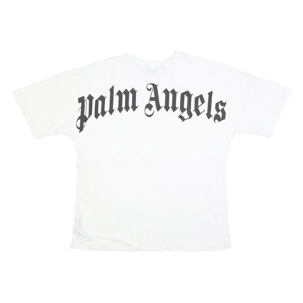 PALM ANGELS Mens White Black Graphic T-Shirt M Short Sleeve Crew Neck Logo Print