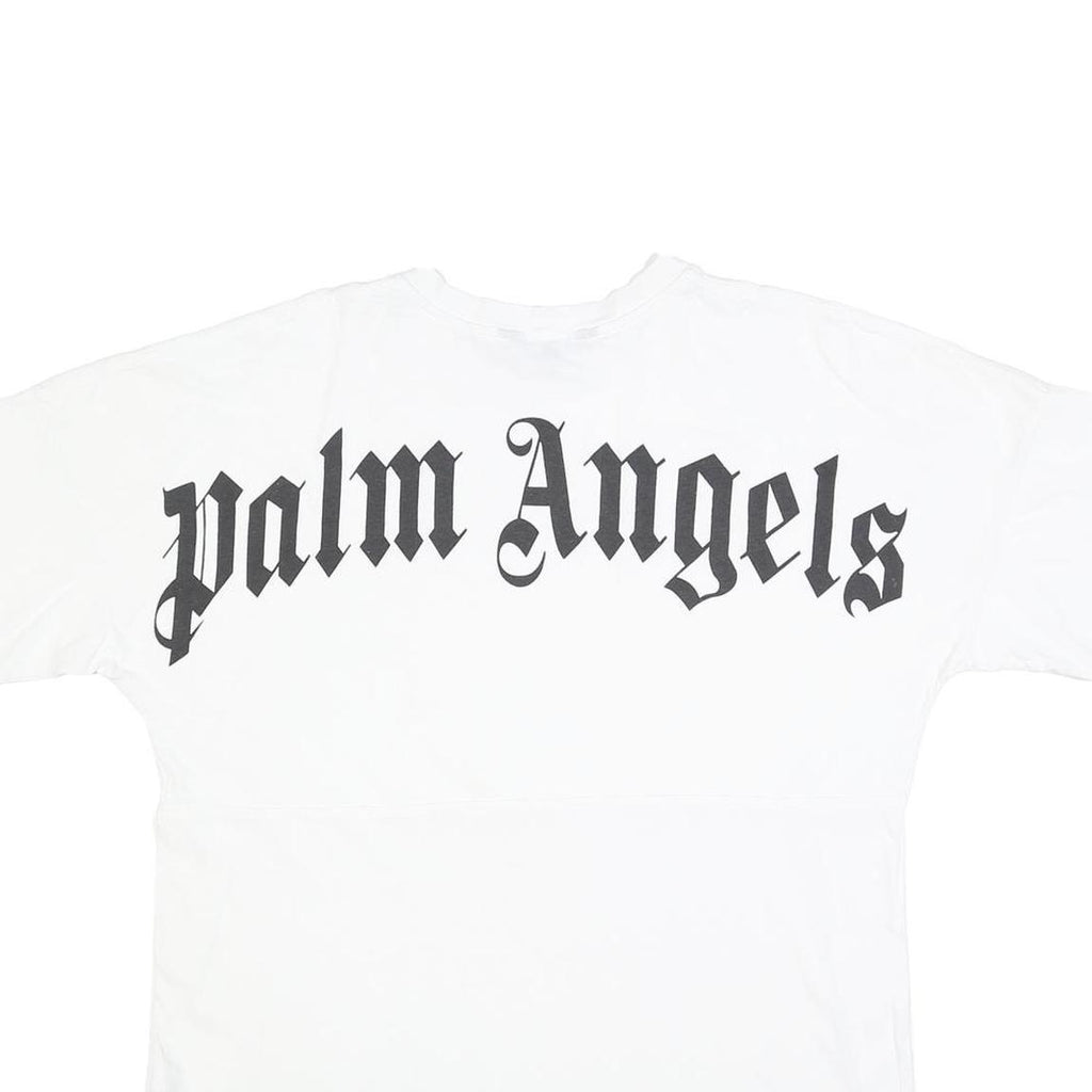 PALM ANGELS Mens White Black Graphic T-Shirt M Short Sleeve Crew Neck Logo Print