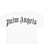 PALM ANGELS Mens White Black Graphic T-Shirt M Short Sleeve Crew Neck Logo Print