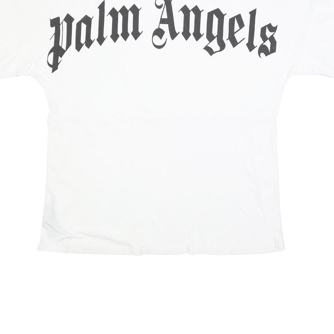 PALM ANGELS Mens White Black Graphic T-Shirt M Short Sleeve Crew Neck Logo Print