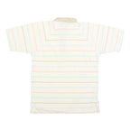 TEE TOP Mens Cream Polo Shirt M Cotton Blend Short Sleeve Striped Casual