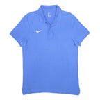 NIKE Mens Blue Short Sleeve Plain Polo Shirt M Cotton Sports Casual Top