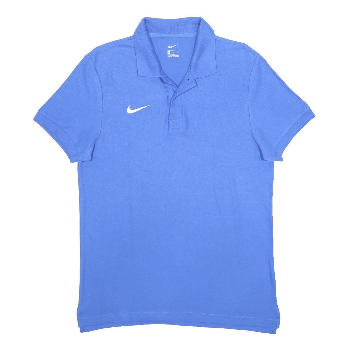 NIKE Mens Blue Short Sleeve Plain Polo Shirt M Cotton Sports Casual Top
